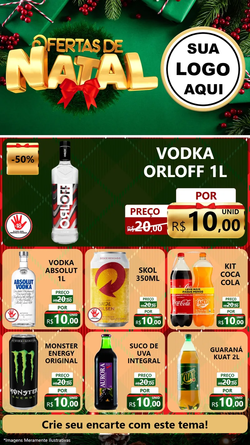 Modelo de Rede Social para Stories com o tema Ofertas de Natal para Distribuidora de bebidas