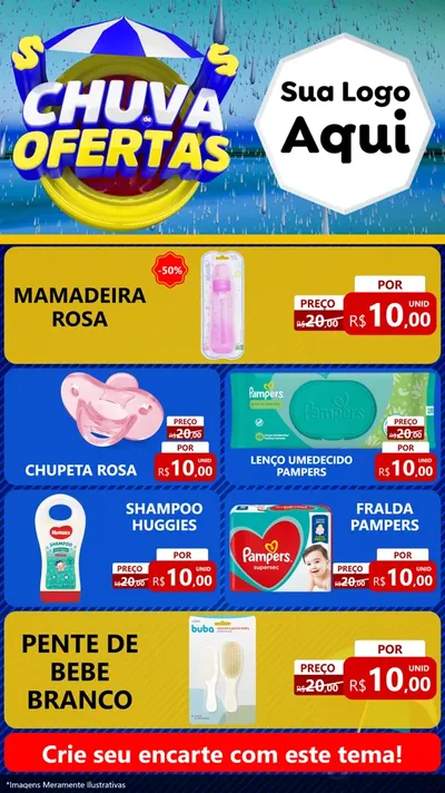 Modelo de TV para TV Vertical com o tema Chuva de Ofertas para Bebês