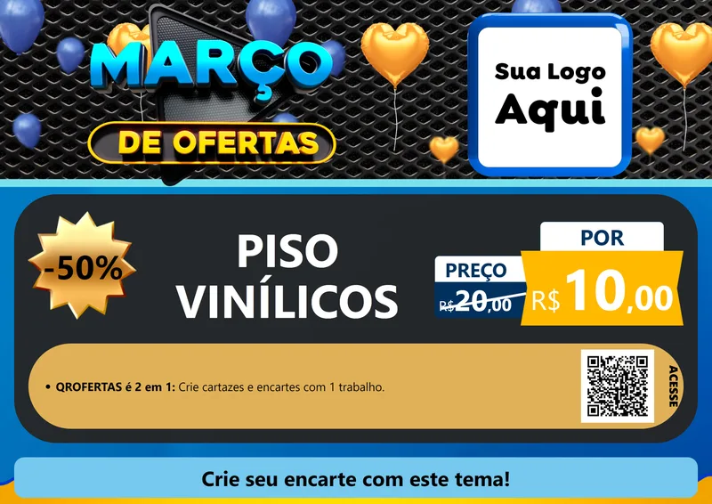 Modelo de Cartaz para Cartaz A4 Horizontal com o tema Março de Ofertas para Material para Construção