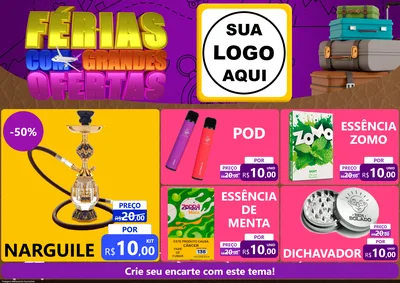 Modelo de Encarte para Encarte A4 Horizontal com o tema Férias com Grandes Ofertas para Tabacaria