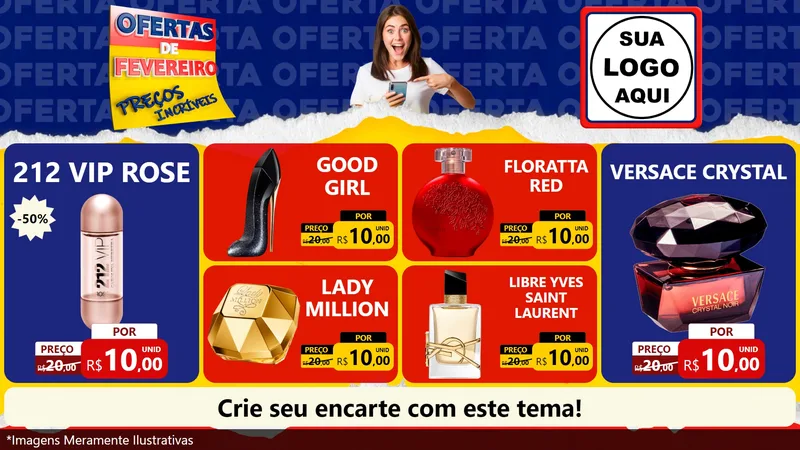 Modelo de TV para TV Horizontal com o tema Ofertas de Fevereiro - Preços Incríveis para Perfumes