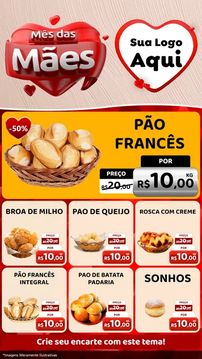Modelo de Rede Social para Stories com o tema Mês das Mães para Padaria