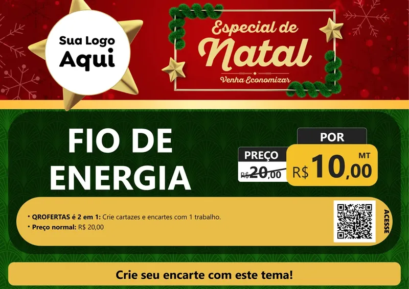 Modelo de Cartaz para Cartaz A4 Horizontal com o tema Especial de Natal para Materiais Elétricos