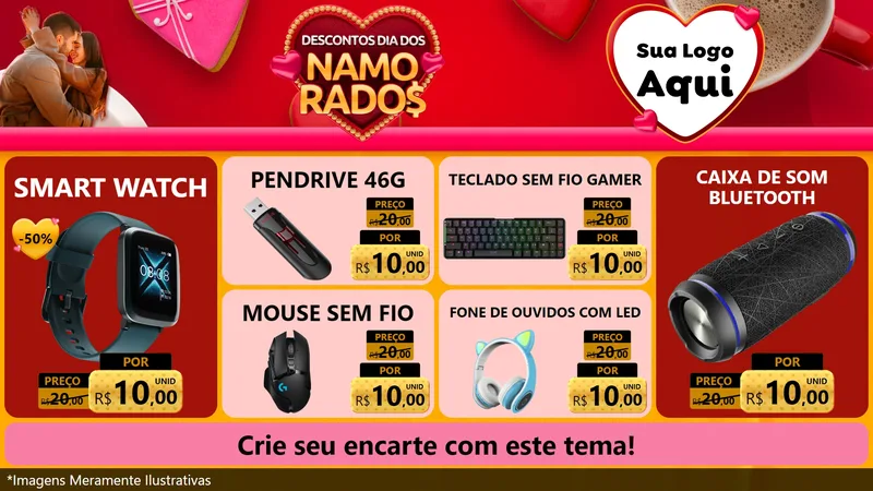 Modelo de TV para TV Horizontal com o tema Descontos Dia dos Namorados para Informática
