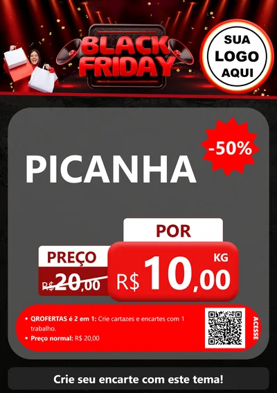 Modelo de Cartaz para Cartaz A4 Vertical com o tema Black Friday para Açougue