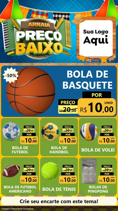 Modelo de Rede Social para Stories com o tema Arraiá de Preço Baixo - Junina para Artigos Esportivos
