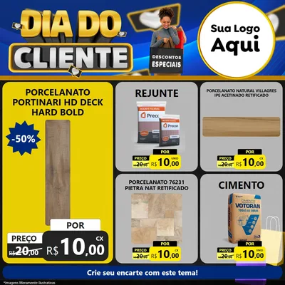 Modelo de Rede Social para Feed Facebook com o tema Dia Do Cliente para Pisos e revestimentos