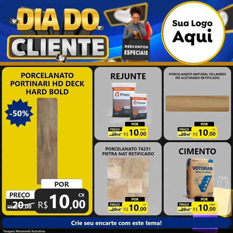 Modelo de Rede Social para Feed Facebook com o tema Dia Do Cliente para Pisos e revestimentos
