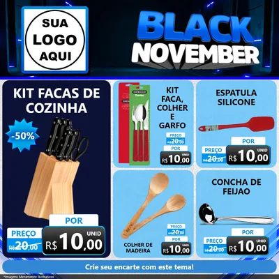 Modelo de Rede Social para Feed Facebook com o tema Black November para Utilidades Domésticas