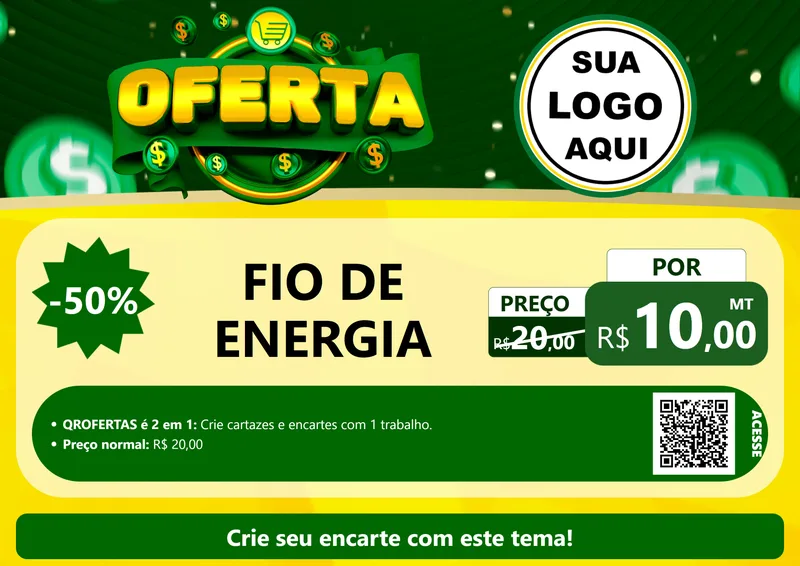 Modelo de Cartaz para Cartaz A4 Horizontal com o tema Oferta para Materiais Elétricos