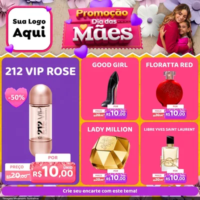 Modelo de Rede Social para Feed Facebook com o tema Promoção Dia das Mães para Perfumes
