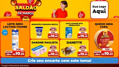 Modelo de TV para TV Horizontal com o tema Saldão de Março para Frios e Laticínios