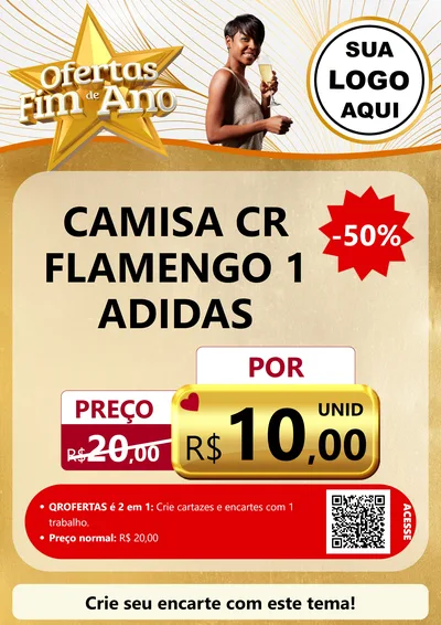 Modelo de Cartaz para Cartaz A4 Vertical com o tema Ofertas Fim de Ano para Roupas e acessórios