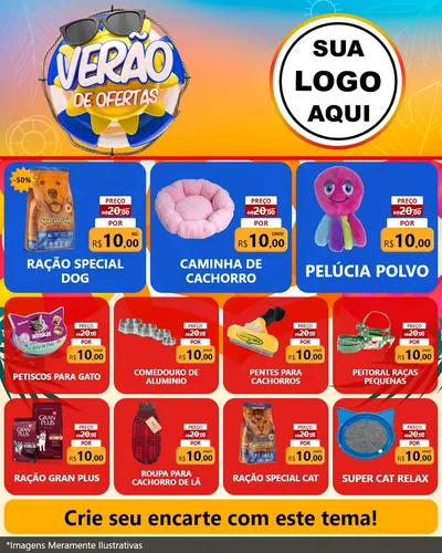 Modelo de Rede Social para Feed Instagram com o tema Verão de Ofertas para Pet Shop