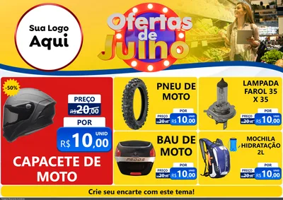 Modelo de Encarte para Encarte A4 Horizontal com o tema Ofertas de Julho para Moto peças