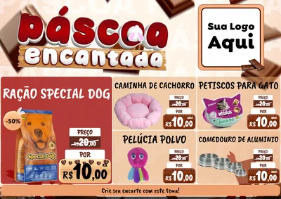 Modelo de Encarte para Encarte A4 Horizontal com o tema Páscoa Encantada para Pet Shop