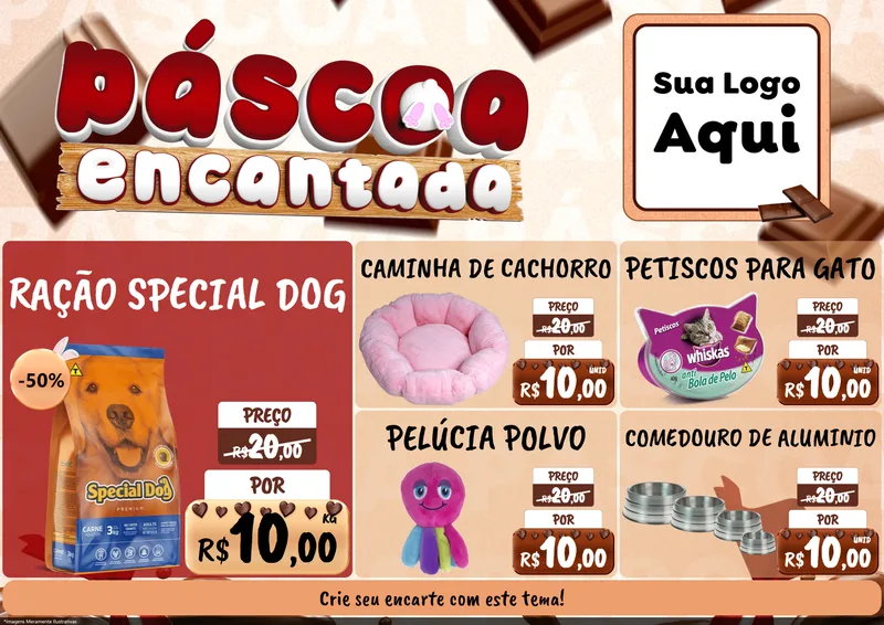 Modelo de Encarte para Encarte A4 Horizontal com o tema Páscoa Encantada para Pet Shop