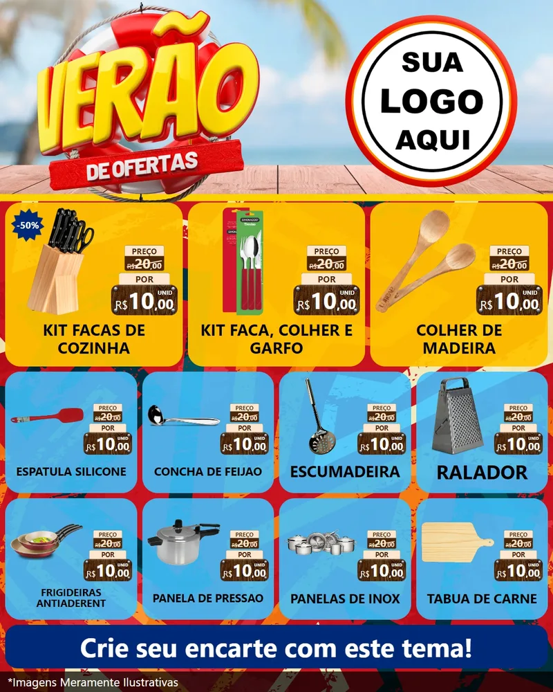 Modelo de Rede Social para Feed Instagram com o tema Verão de Ofertas para Utilidades Domésticas