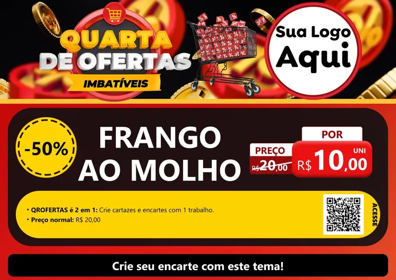 Modelo de Cartaz para Cartaz A4 Horizontal com o tema Quarta de Ofertas Imbatíveis para Restaurante
