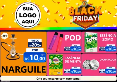 Modelo de Encarte para Encarte A4 Horizontal com o tema Black Friday para Tabacaria