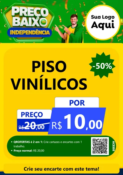Modelo de Cartaz para Cartaz A4 Vertical com o tema Preço Baixo de Independência para Material para Construção