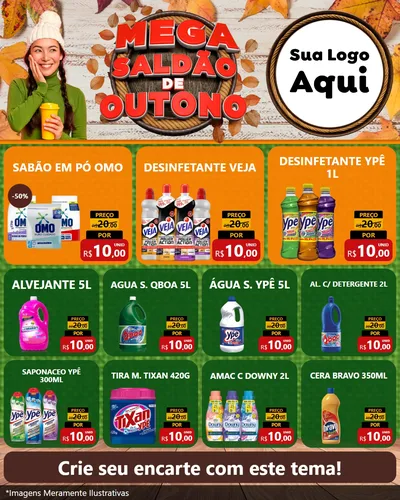 Modelo de Rede Social para Feed Instagram com o tema Mega Saldão de Outono para Produtos de Limpeza
