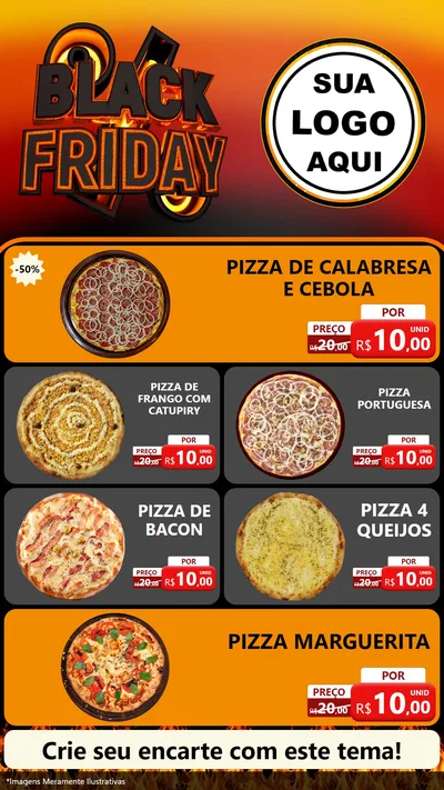 Modelo de TV para TV Vertical com o tema Black Friday para Pizzaria
