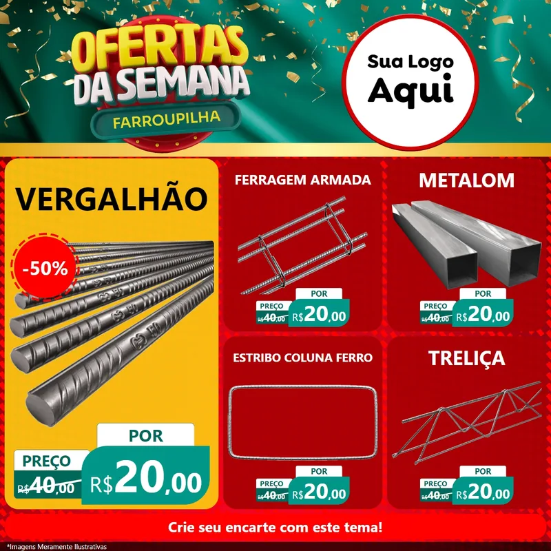 Modelo de Rede Social para Feed Facebook com o tema Ofertas da Semana Farroupilha para Ferragens