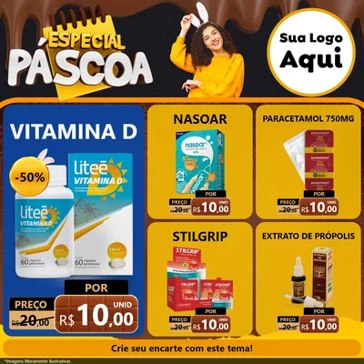 Modelo de Rede Social para Feed Facebook com o tema Especial Páscoa para Farmácia