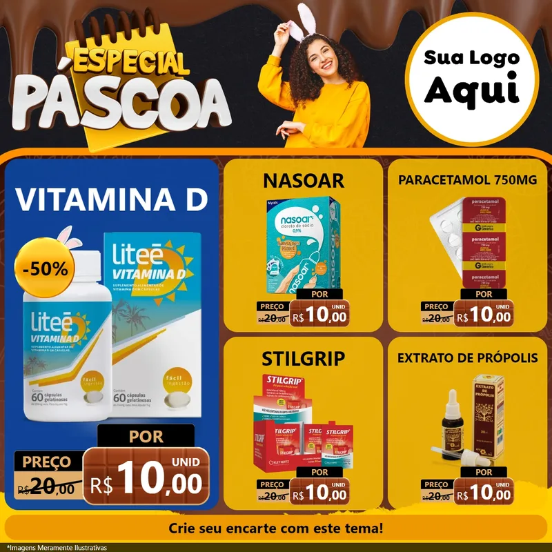 Modelo de Rede Social para Feed Facebook com o tema Especial Páscoa para Farmácia