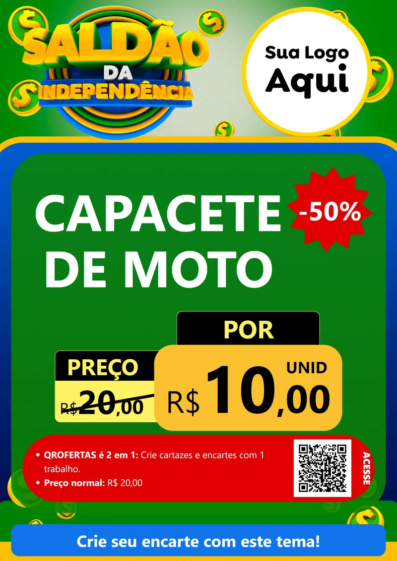 Modelo de Cartaz para Cartaz A4 Vertical com o tema Saldão da Indepêndencia para Moto peças