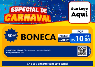 Modelo de Cartaz para Cartaz A4 Horizontal com o tema Especial de Carnaval para Brinquedos