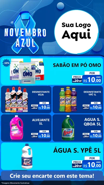 Modelo de TV para TV Vertical com o tema Novembro Azul para Produtos de Limpeza