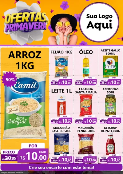 Modelo de Encarte para Encarte A4 Vertical com o tema Ofertas Da Primavera para Supermercado