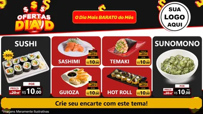 Modelo de TV para TV Horizontal com o tema Ofertas Dia D para Comida japonesa