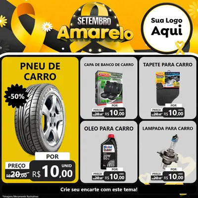 Modelo de Rede Social para Feed Facebook com o tema Setembro Amarelo para Auto peças