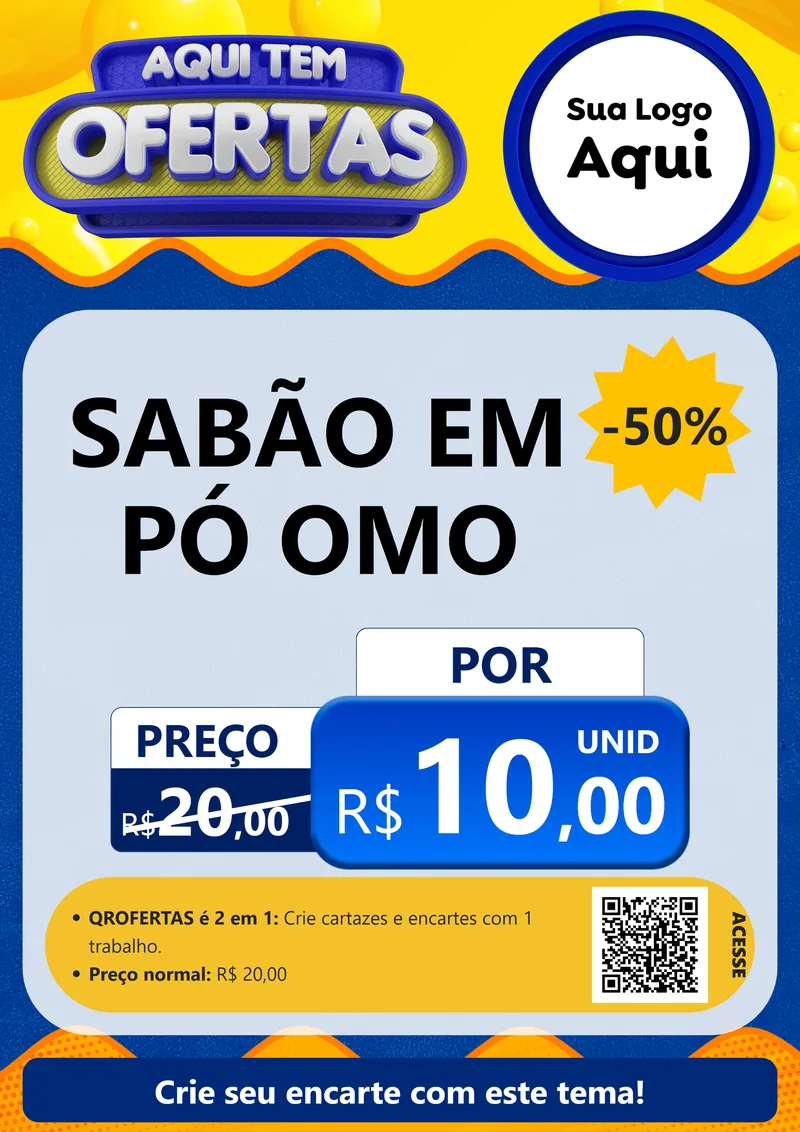 Modelo de Cartaz para Cartaz A4 Vertical com o tema Aqui Tem Ofertas para Produtos de Limpeza