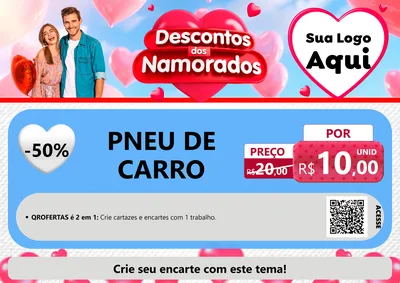 Modelo de Cartaz para Cartaz A4 Horizontal com o tema Descontos dos Namorados para Auto peças