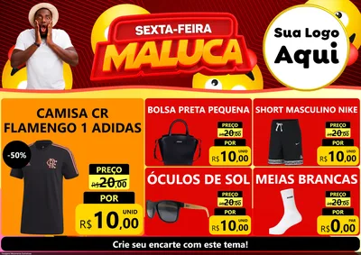 Modelo de Encarte para Encarte A4 Horizontal com o tema Sexta-feira Maluca para Roupas e acessórios