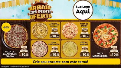 Modelo de TV para TV Horizontal com o tema Ofertas de São João - Junina para Pizzaria