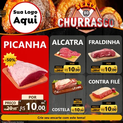Modelo de Rede Social para Feed Facebook com o tema Sexta do Churrasco para Açougue