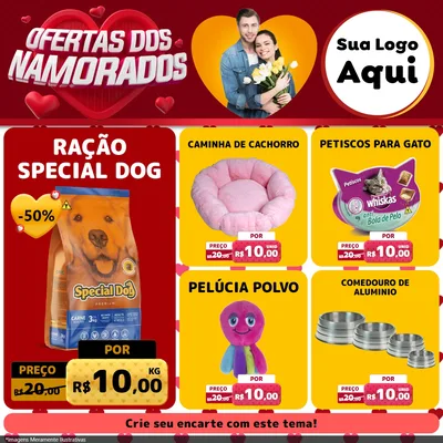 Modelo de Rede Social para Feed Facebook com o tema Ofertas Dos Namorados para Pet Shop