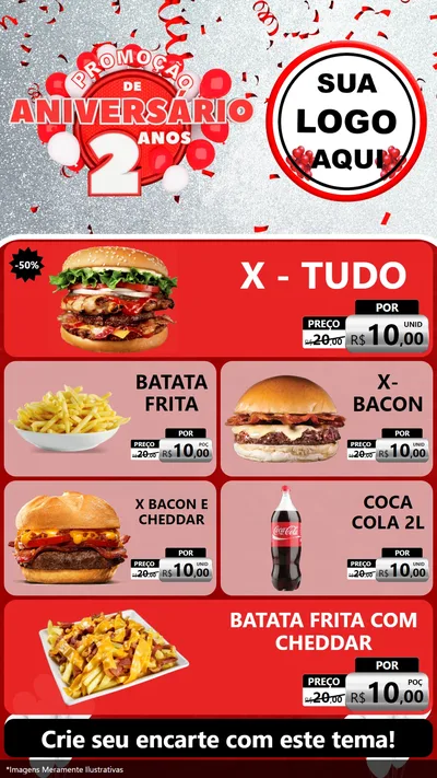 Modelo de TV para TV Vertical com o tema Promoção de Aniversário - 2 Anos para Hamburgueria