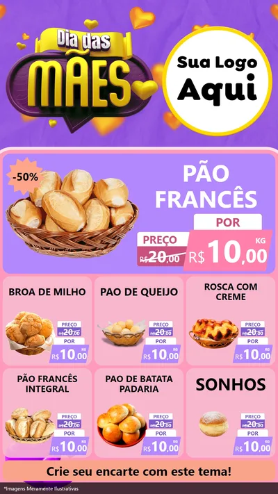 Modelo de Rede Social para Stories com o tema Dia das Mães para Padaria
