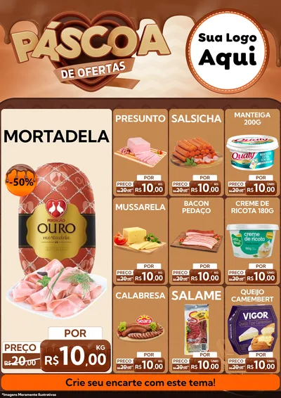 Modelo de Encarte para Encarte A4 Vertical com o tema Páscoa de Ofertas para Frios e Laticínios