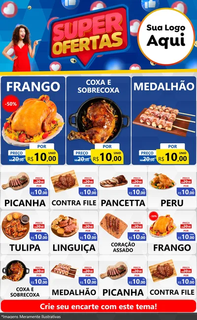 Modelo de Encarte para Encarte Grande com o tema Super Ofertas para Assados