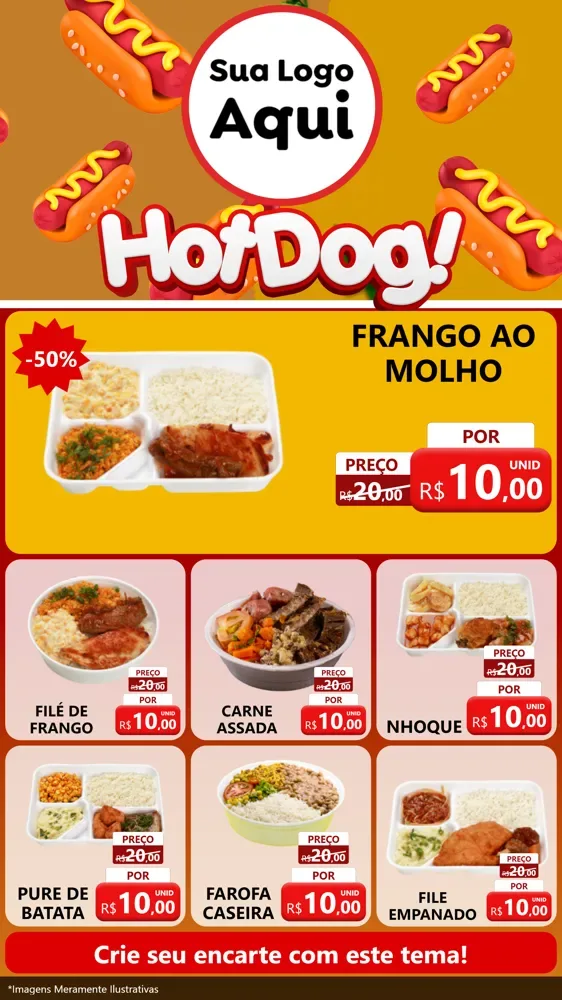 Modelo de Rede Social para Stories com o tema Hot Dog para Restaurante