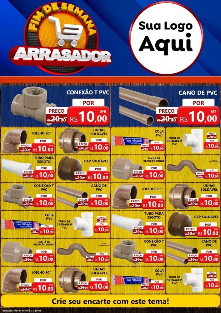 Modelo de Encarte para Encarte A4 Vertical com o tema Fim De Semana Arrasador para Tubos e conexões