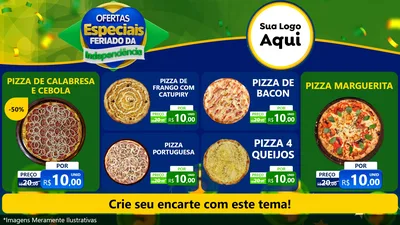 Modelo de TV para TV Horizontal com o tema Ofertas Especiais Feriado da Independência para Pizzaria