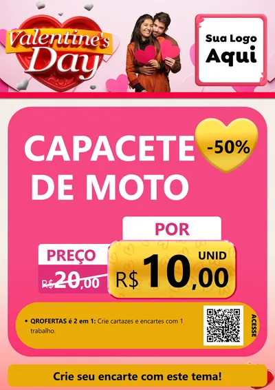 Modelo de Cartaz para Cartaz A4 Vertical com o tema Valentine's Day para Moto peças